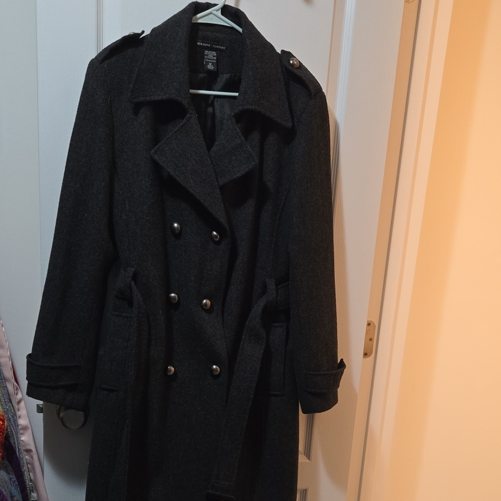 New York & Company Charcoal Wool Blend Coat